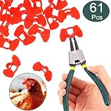 Boao 61 Pieces Pinless Peepers for Chicken Blinders with Pliers Set Pheasant Poultry Blinders Spectacles Anti Pecking Eye Glasses Tool for Chicken Pheasant Eye Protector