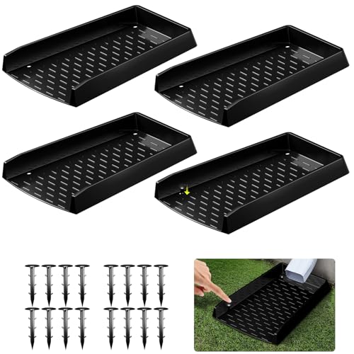 Photo 1 of 4 Pack Gutter Downspout Splash Block, 12” Extra-Wide Gutter Downspout Extensions for Water Drainage, No-Install Design Down Spout Extender, Fixable Downspout Extender with 8 Fixing PP Nails, Black