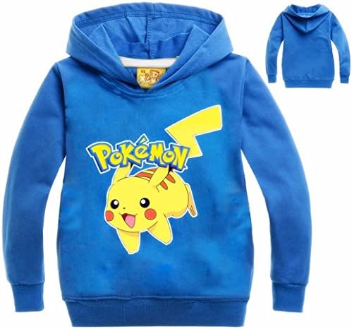 Kids Boys Girls Unisex Pokemon Hoodies Sweatershirts Christmas Gifts Size 3-7T (7T, Blue)