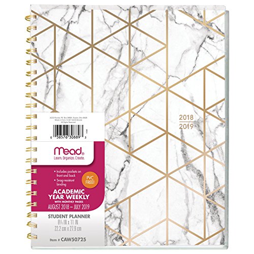 Mead 2018-2019 Academic Year Student Weekly & Monthly Planner, Large, 8-1/2 x 11, Modern Chic, Geo (CAW507D2)