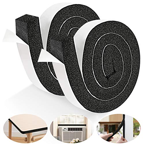 Low-Density Open Cell Foam Weather Stripping for Doors,30mm(W) x 30mm(T) High Resilience Weatherstrip Seal for Window Air Conditioner Insulation(2 Rolls with Total 3m Long)