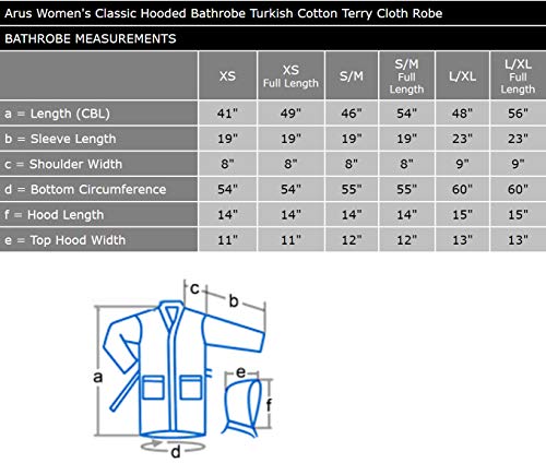 Arus Womens Hooded Classic Turkish Cotton Bath Robe White, Large-X-Large - Thumbnail 6