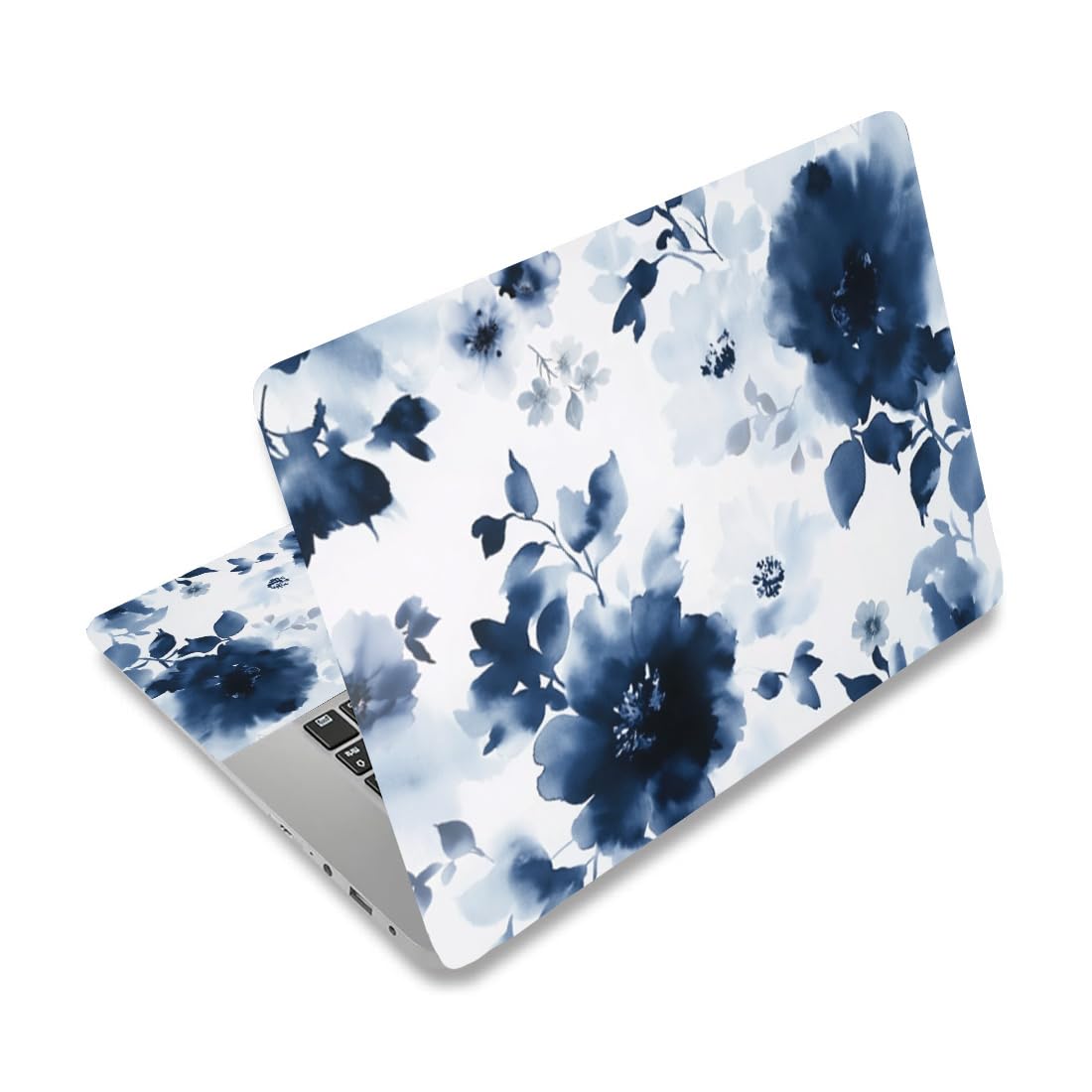 Photo 1 of PLIGREAT Ink Flower Laptop Skin Stickers Reusable Netbook Skin Sticker Vinyl Decals for PC Notebook Laptops Keyboard Cover Universal 12" 13" 13.3" 14" 15 Inch Waterproof Laptop Case Protector Film
