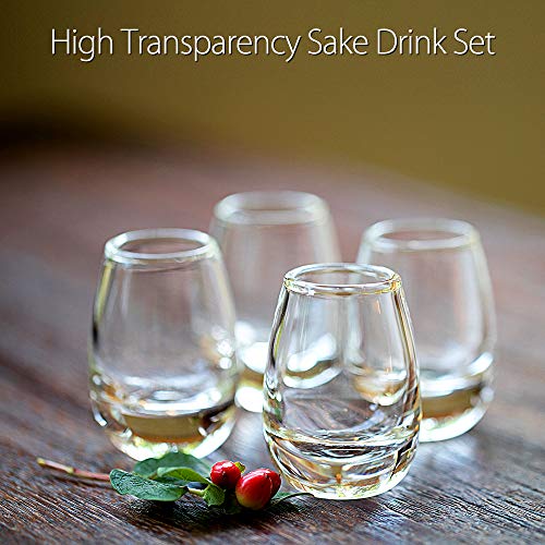 ZENS Sake Cups Glasses,Clear Cute Sake Shot Cups 1.35 Once Set of 4 for Japanese Sake Bottle Cold Liquor with Heavy Base Design