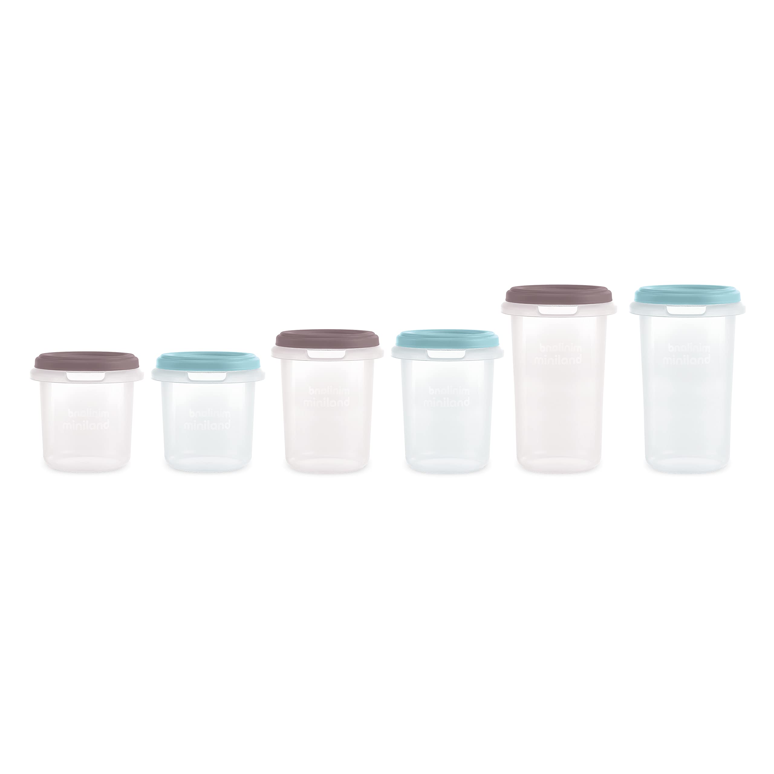 Miniland Set 6 Hermisized Terra. Pack of 6 Graduated hermetics (200, 250 and 330ml) Safe, Resistant and Suitable for Dishwasher, Microwave and Freezer. Terra Collection.
