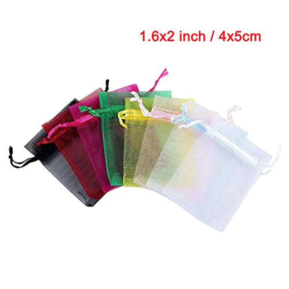 Anleolife 100Pcs 5x7 Inches Sheer Organza Bags Drawstring Gift Bags