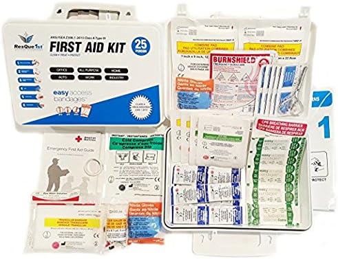 First Aid Kit Complete ANSI: Class A 2016 · Emergency Preparedness Kit · Business · Home · Camping · Boat · Outdoors · Sports - ResQue1st