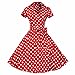 Samtree Womens Polka Dot Dresses,50s Style Short Sleeves Rockabilly Vintage Dress(S(US 2),Polka Dot Red)