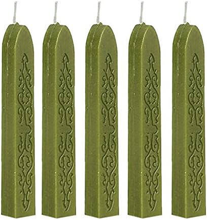 Seal Wax 5 Pcs RALMALL Totem Fire Manuscript Sealing Seal Wax Sticks with Wicks Cord Wick Sealing Wax For Postage Letter Retro Vintage Wax Seal Stamp (Greengold)