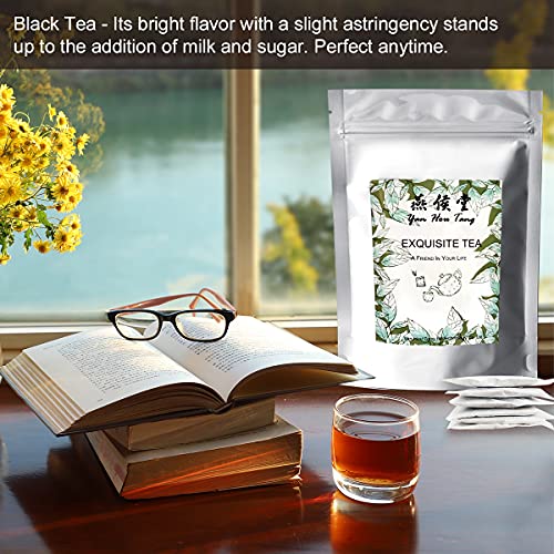 Yan Hou Tang Organic Chinese Black Tea Bags - 100 Counts Loose Leaf Honey Coffee Flavor Taste Sugar Free Himalaya High Mountain Sachet for relaxation