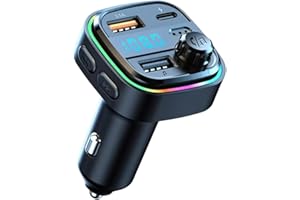 QUANTUM QUENCH HUB (QQH) QQH C26 Dual Ports USB Charger TF Card U Disk FM MP3 Player Car Charger for Mobile Phone: Hands-Free FM Transmitter with Wireless Bluetooth 5.0, Dual USB Ports, and Colorful LED Backlight