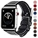 Fullmosa Compatible Apple Watch Band Leather 49mm 46mm 45mm 44mm 42mm 41mm 40mm 38mm for iWatch Ultra2/Ultra/SE/SE2/Series 10/9/8/7/6/5/4/3/2/1,42mm/44mm/45mm/46mm/49mm Lichi Black + silver buckle