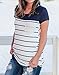 Imily Bela Women's Short Sleeve Colorblock Lace Patch Pocket T Shirt Tees