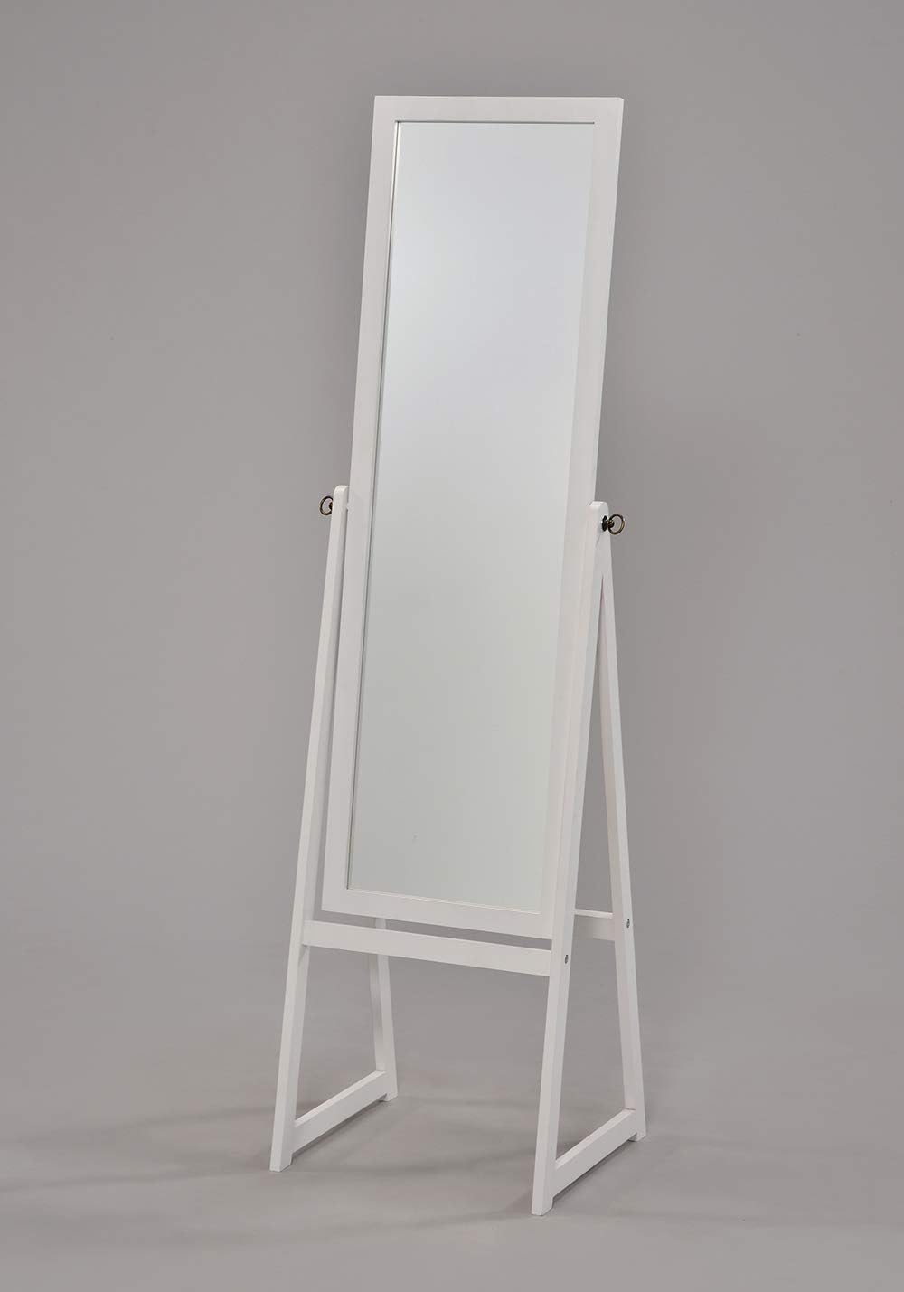 NA Solid Wood Cheval Floor Standing Tilting Mirror, White