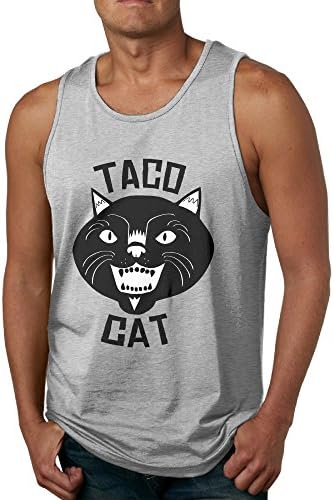 Luyudong Taco Cat Men's Sports Sleeveless T-shirt L Ash