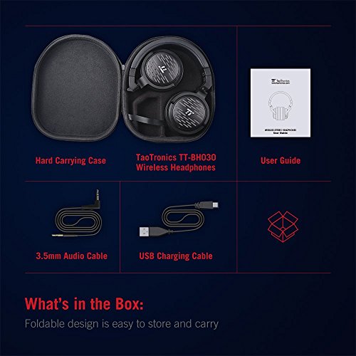 TaoTronics Bluetooth Headphones with 50mm Large-Aperture Drivers, Deep Bass, Memory Foam Ear Pad Wireless Headphones, 25 Hour Playtime (Certified Refurbished)