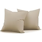 Metliv 2 Pack Outdoor Decorative Pillow Covers Waterproof for Patio Garden Porch Poolside Sofa Chair Cushions, 18x18 Inch, Beige