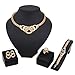 Paxuan Womens Silver Gold Plated Alloy Rhinestone African Jewelry Set Curb Chain Choker Necklace Stud Earrings Link Bracelet Ring Set (Gold)