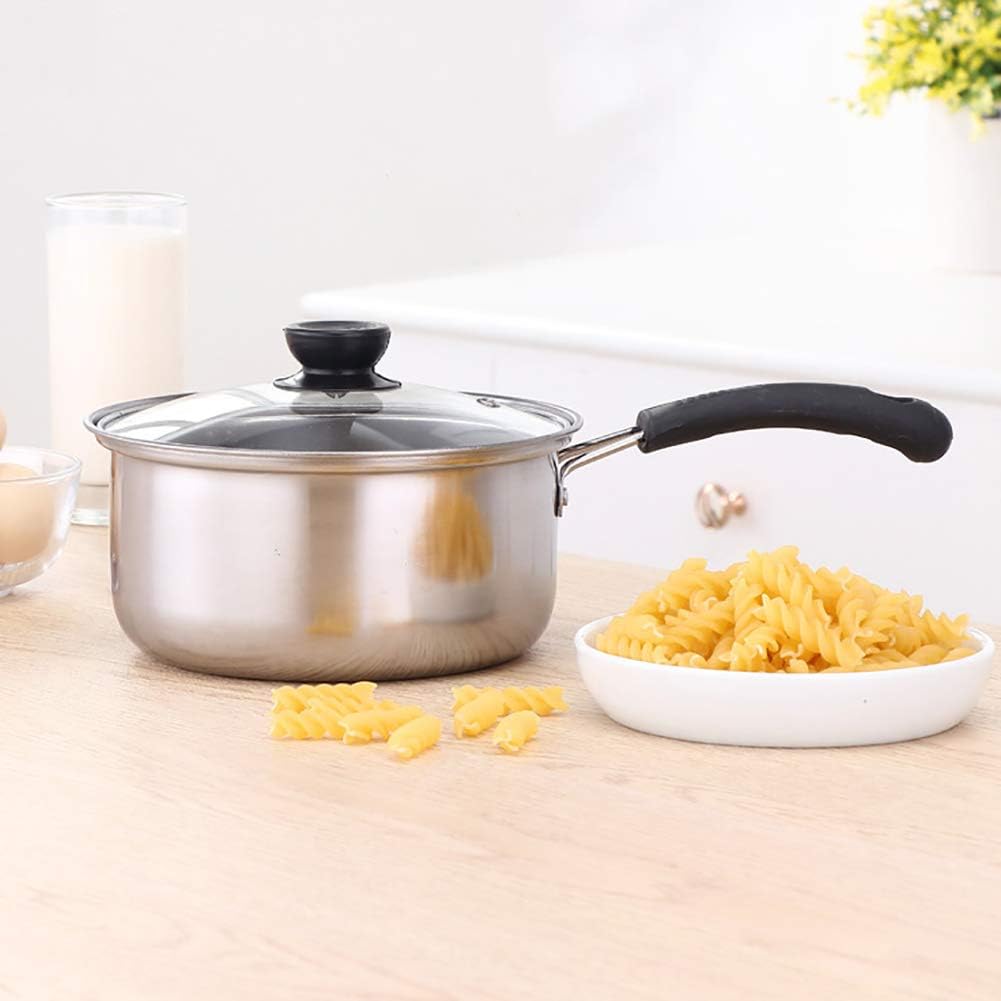 Ebestus Stainless Steel 18cm Saucepan with Lid, Induction Frying Pan, Milk Noodle Pan Pot Kitchen Cooking Tool