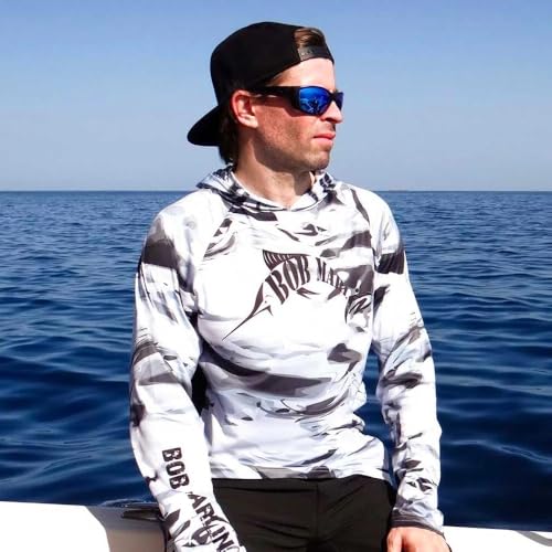 Bob Marlin UPF 50+ UV Protection Performance Fishing Hoody LongSleeve Shirts Breathable Quick-Dry Vented Airflow