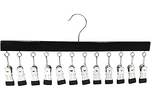 12 Clip Clothes Hanger - Metal Anti-Slip Storage Organizer, Multi Clip Closet Hanger for Socks Pants Underwear Hats Scarves T