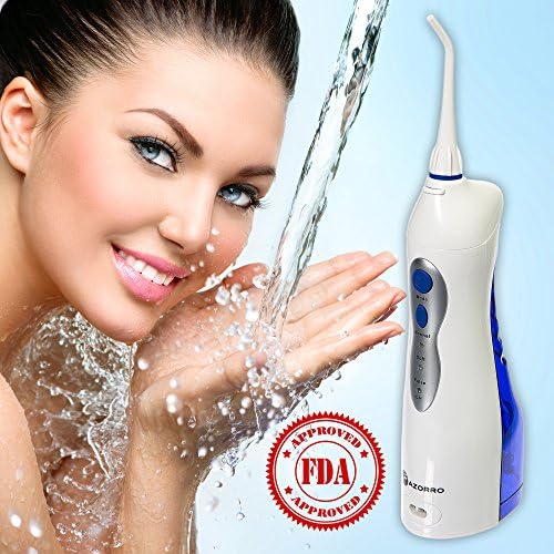 TOP RATED Water Flosser, FDA APPROVED, Cordless Rechargeable Oral Irrigator NO BATTERIES OR ELECTRICITY NEEDED - Best Dental Care Flossing WaterJet - Pulsation Technology – 2 Replacement Nozzles