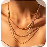 Colkiow Gold layered necklaces for women,18K gold Plated Paperclip chain Choker Necklace Stack,Layering Herringbone Rope Cuban Necklaces Trendy Jewelry Set Gift