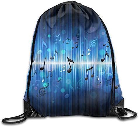 Music Note Print Drawstring Backpack Rucksack Shoulder Bags Gym Bag Cinchbag For Men & Women Sackpack