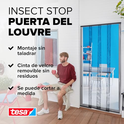Insect Stop Cortinas STANDARD para Puertas, Mosquitera de 4 Piezas con Cinta Adhesiva de Gancho y Bucle, Sin Necesidad de Taladrar, Blanca, 95 cm x 220 cm