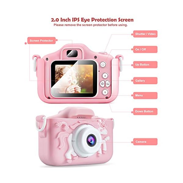 Youerls Kids Camera Children Digital Camera, Rechargeable Digital Camera for Girls 3-12 Year Old Birthday Gifts for…