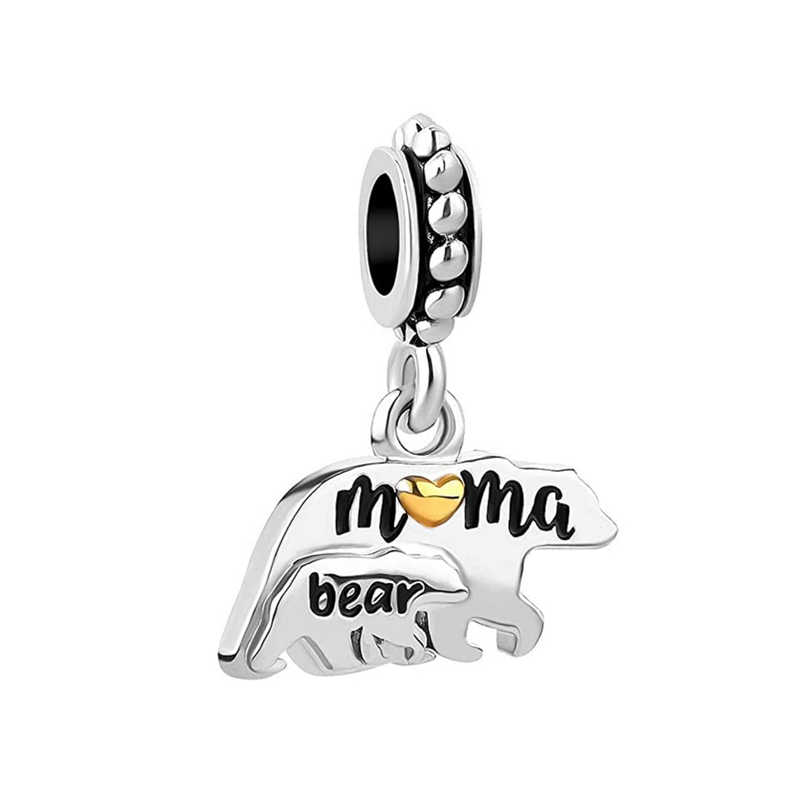 KunBead Jewelry Mothers Day Mum Gifts from Daughter Son Mama Bear Pendant Charms Compatible with Pandora Bracelets