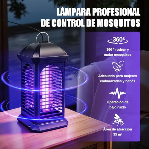 Mata Mosquitos Electrico de Doble Uso para Interiores y Exteriores, Mata Moscas de 11W Enchufable, Trampa para Mosquitos de Exterior, Adecuado para el Hogar, el Jardín, el Patio Trasero y para Acampar