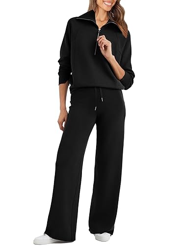 Glamaker Womens Piece Outfits Sweatsuit Set Oversized Half Zip