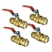PROCURU 4-Pack 3/4-Inch PushFit Forged Brass Ball Valve, Push-to-Connect Full Port, Heavy Duty Valve for Copper, PEX, CPVC, Certified Safe (8X8314-4P)