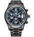 SONGDU Date Black Military Multifunction Chronograph Mens Watches Stainless Steel Luminous Blue Numerals