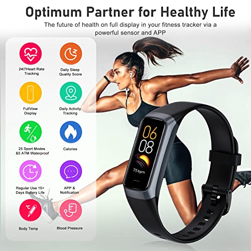 Fitness Tracker with 24/7 Heart Rate, Blood Oxygen Blood Pressure Sleep Monitor, Activity Trackers IP68 Waterproof,Pedometer Step Calorie Counter Health Smart Watch for Women Men