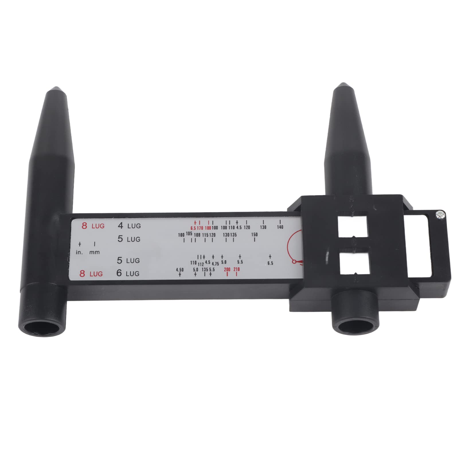 Qiilu Bolt Pattern Measuring Gauge, Wheel Rim Bolt Pattern Sliding Tool, PCD Ruler 4/5/6/8 Lug, Lightweight & Durable