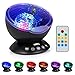 Boomile Remote Control Ocean Wave Projector for Baby, 12 LED &7 Colors Night Light with Built-in Mini Music Player for Living Room and Bedroom(Black)