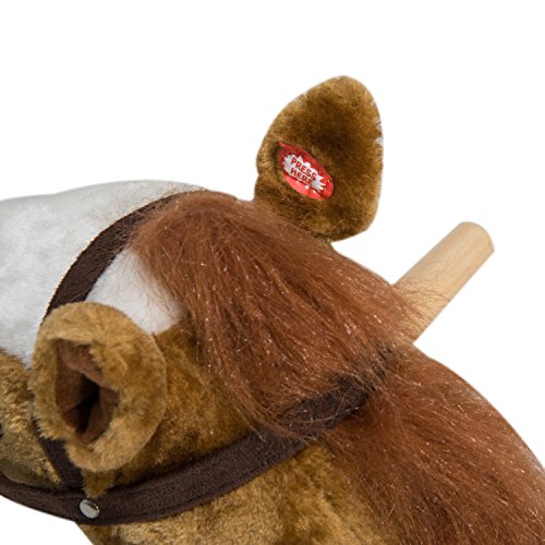 Qaba Kids Plush Toy Rocking Horse Pony with Realistic Sounds - Brown