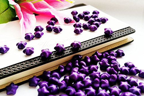 Vooseyhome the Star Shaped Sealing Wax Beads Kit - 100pcs Purple Star Beads, Mealting Spoon and 2 Tea Candles - Idea for for Wax seal Stamps