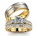 loversring His and Hers Couples Rings Women 10K Yellow Gold Filled Cz Bridal Sets Men Tungsten Carbide Wedding Band Wedding Ring Set