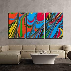 3 Piece Canvas Wall Art - Close Up Oil Paint - Modern Home Art Stretched and Framed Ready to Hang - 16"x24"x3 Panels