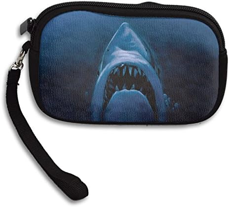 Womens Small Wallet Funny Shark Fishing Illustration Zipper Card Purse Phone Case Holder Wallets With Chain Mini Coin Pouch