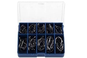 80pcs High Carbon Steel Fish Hooks BarbedSeries Fishhooks with Hole Carp Fishing Tackle 10 Compartments Box Barb Hooks Conven