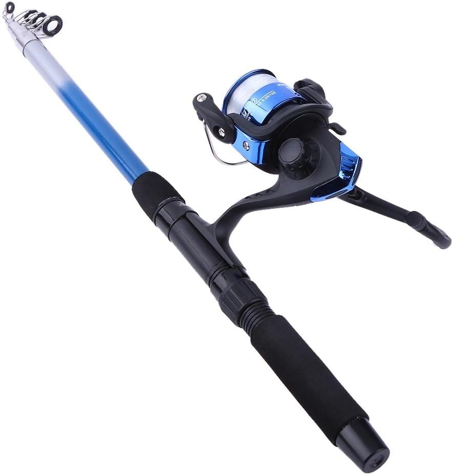 Dreamfeel 53pcs Fishing Kit, Complete Set Telescopic Rod Reel String Hook Float Lead Weight Connector Alarm Bell Fishing Tackle