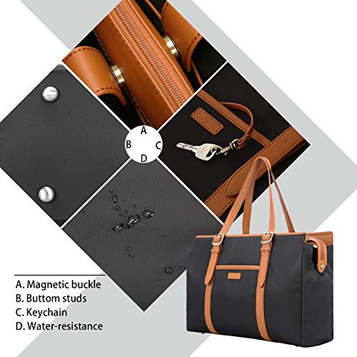 ECOSUSI Laptop Tote Bag for Women 3 Compartment Computer Briefcase Work