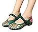 AvaCostume Women's Buddhism Totem Embroidery Casual Mary Jane Shoes, Green 39