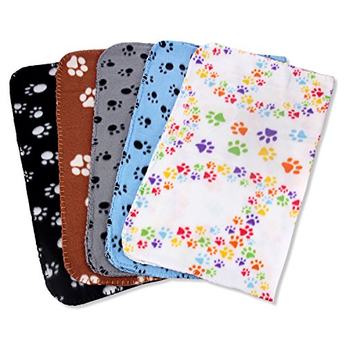 Comsmart Warm Paw Print Blanket/Bed Cover for Dogs and Cats, 5 Pack of 24x28 Inches