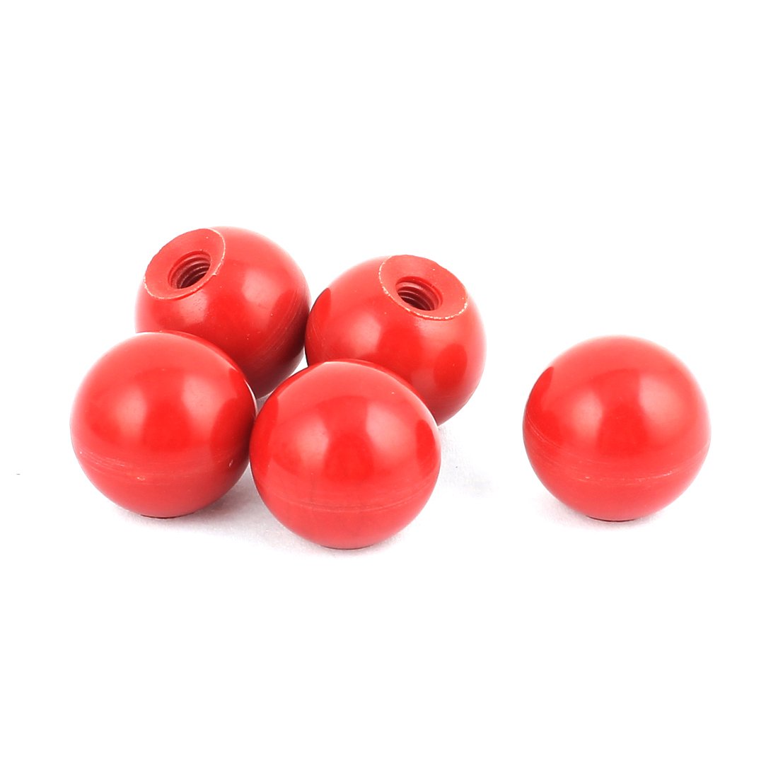 Sourcingmap Red Plastic Diameter M5 Round 20mm Ball Solid Lever Knobs 5pcs for Lathe Machine