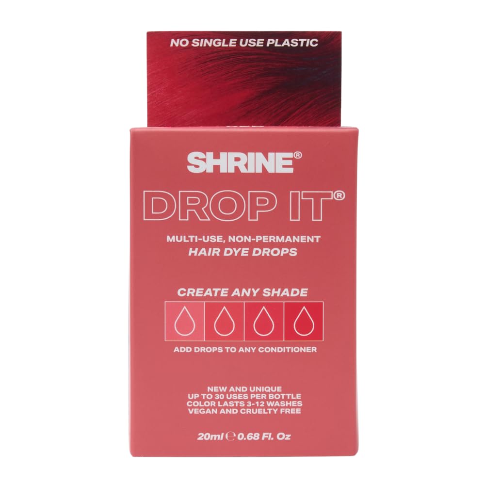 Shrine Drop-It RED Hair Dye Drops | Semi-Permanent Vegan Customisable Hair Colour | Mix with Conditioner | Vegan & Cruelty-Free | Temporary Hair Dye
